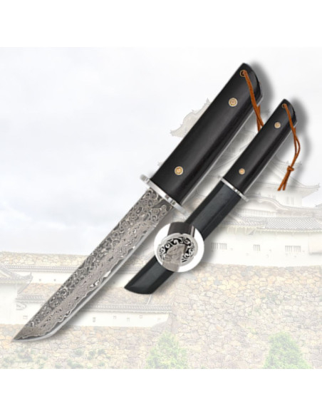 Couteau type tanto lame damassée 73...
