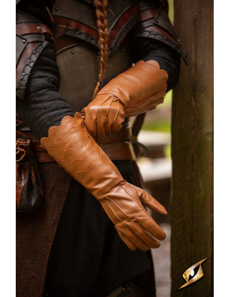 Gants médiévaux en écailles marron