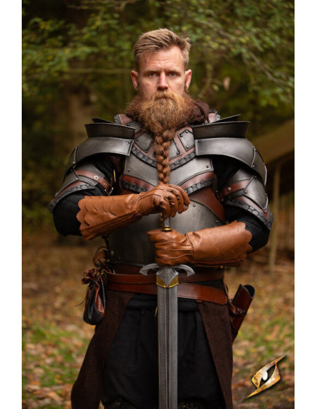 Gants médiévaux en écailles marron