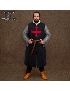 Tabard médiéval de croisé, couleur noire 2