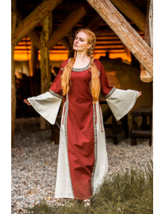 Robe médiévale femme Angie, rouge-blanc naturel 2