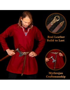 Ceinture viking en cuir Midgard Serpent, couleur marron 2