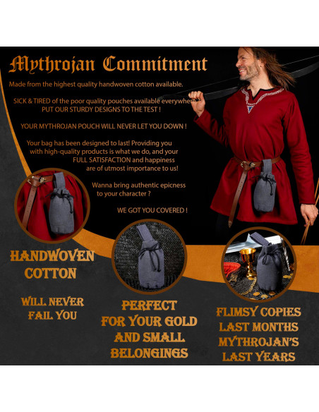 Sac à aumône médiéval avec cordon,...