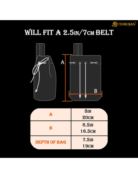Sac à aumône médiéval avec cordon,...