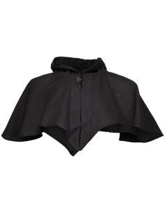 Capuche médiévale avec couvre-épaules, noire