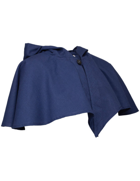 Cape médiévale avec épaulettes, bleu