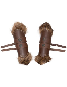 Jambières vikings en cuir modèle Jotun, couleur marron