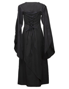 Robe médiévale en coton modèle Galatea, couleur noire 2