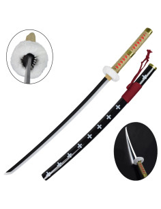 Katana Trafalgar Law One Piece en bambou, LED, tressé doré