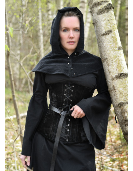 Grand corset médiéval en velours noir