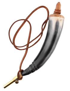 Corne à poudre avec bouchon en laiton (environ 25 cm) 2