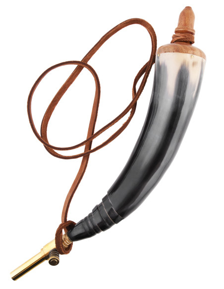 Corne à poudre avec bouchon en laiton...