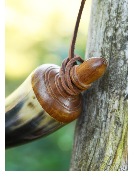 Corne à poudre avec bouchon en laiton...