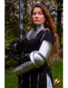 Bras médiévaux en acier modèle Landsknecht, finition polie