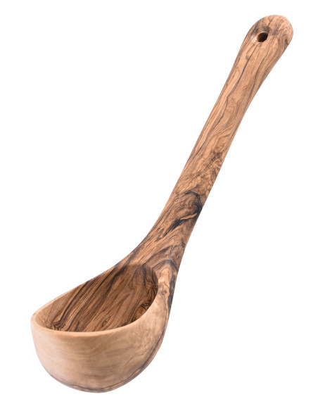 Louche en bois d'olivier, env. 26 cm