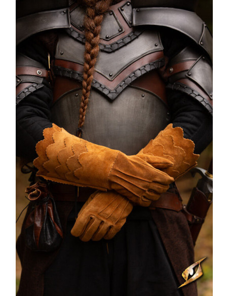 Gants médiévaux en cuir suédé, marron