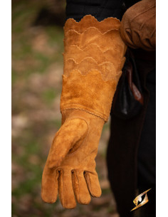 Gants médiévaux en cuir suédé, marron 2