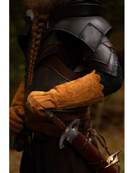 Gants médiévaux en cuir suédé, marron