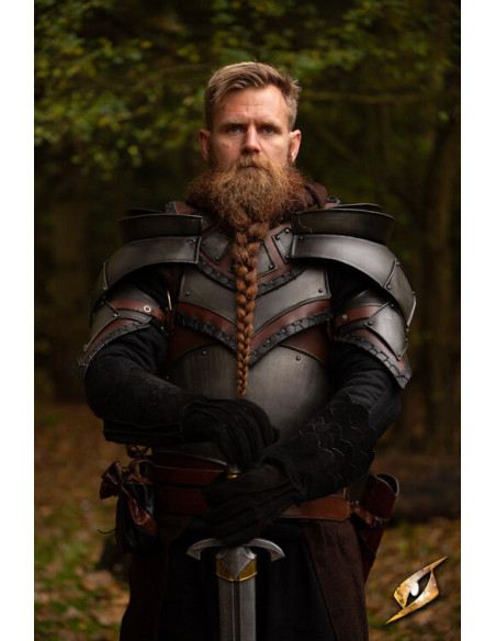 Gants médiévaux en cuir suédé noir...