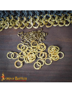 Sac à anneaux en cotte de maille en laiton avec rivets (9... 2