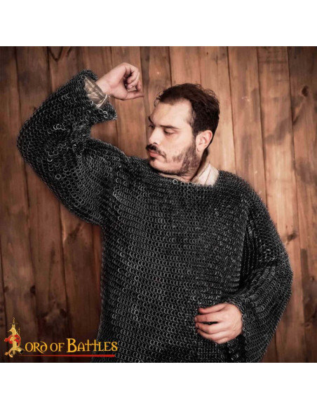 Cotte de mailles à anneau rond noirci...