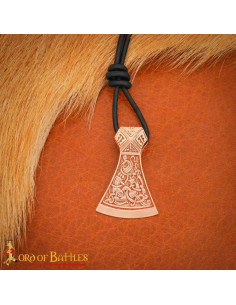 Pendentif hache celtique-viking, finition bronze