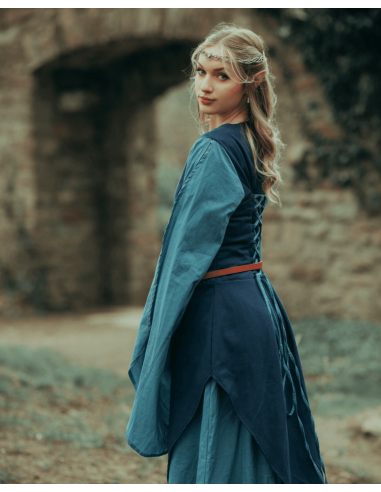 Robe médiévale en coton modèle Galatea, couleur bleu