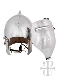 Casque médiéval avec visière et couvercle en forme d'oignon 2