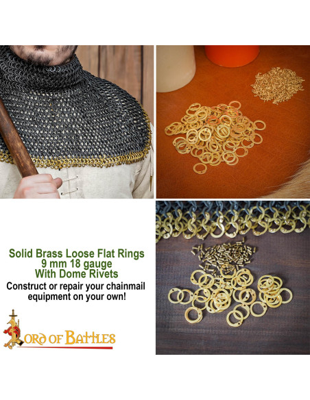 Pack de anneaux plats en laiton avec...