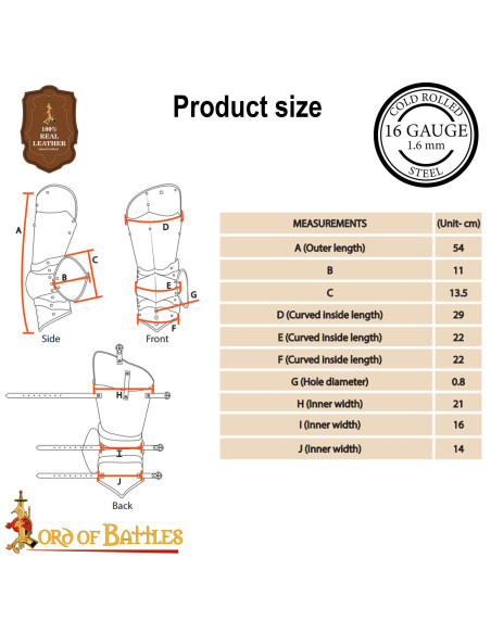 Armure pour jambe en acier de...