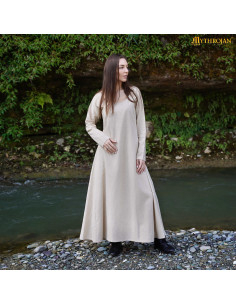 Robe médiévale à col rond modèle Astrid, blanc naturel 2