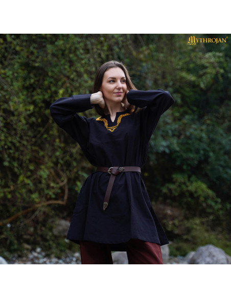 Tunique médiévale en coton avec col...