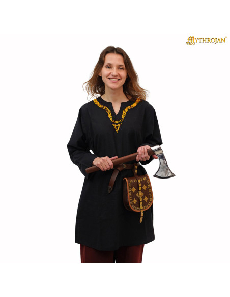 Tunique médiévale en coton avec col...