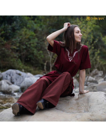 Tunique médiévale en coton à col...