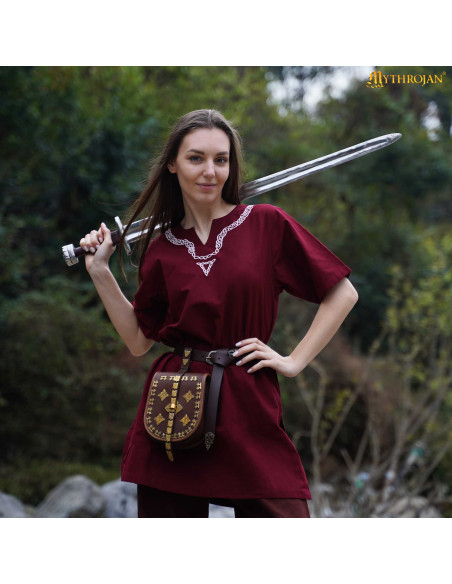 Tunique médiévale en coton à col...