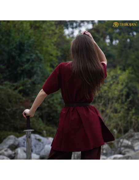 Tunique médiévale en coton à col...