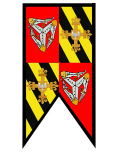 Drapeau médiéval à carreaux avec pics, croix et aigle