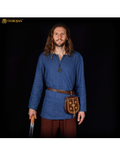 Tunique viking en lin bleu 2