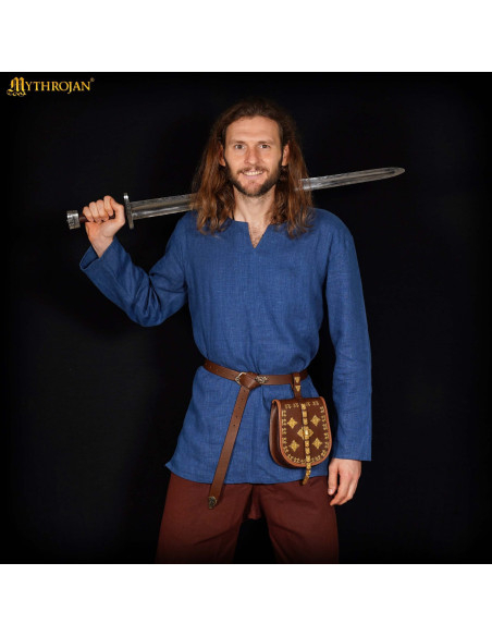 Tunique viking en lin bleu