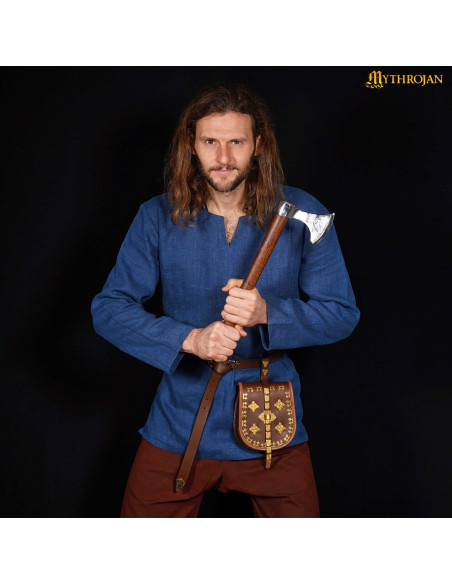 Tunique viking en lin bleu