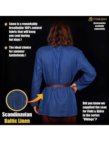 Tunique viking en lin bleu