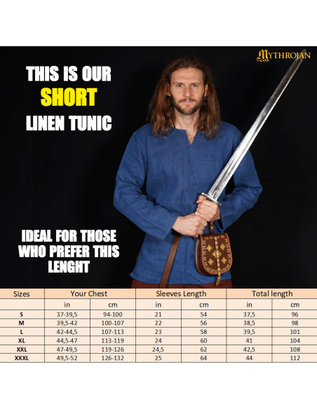 Tunique viking en lin bleu