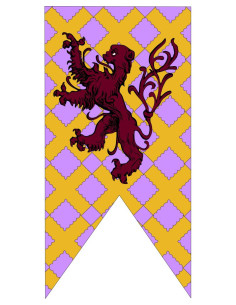 Drapeau Médiéval à Cloison et Lion Rampant