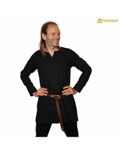 Tunique viking en coton modèle Raider, couleur noire