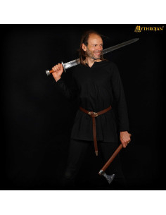 Tunique viking en coton modèle Raider, couleur noire 2