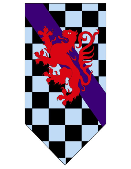Drapeau Médiéval Échiquier et Lion