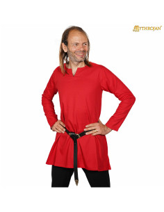 Tunique médiévale en coton modèle Raider, couleur rouge