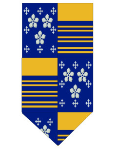Drapeau Médiéval Croix Fleurs et Barres Jaunes
