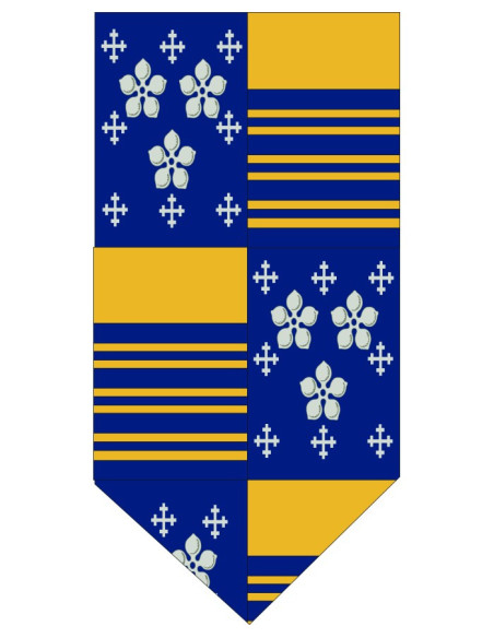 Drapeau Médiéval Croix Fleurs et...