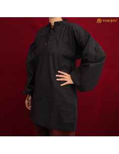 Chemise viking en coton modèle Aventurier, couleur noire 2